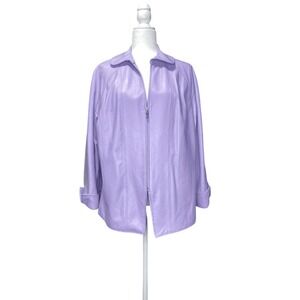 Doncaster Collection Lilac Zip Front Leather Peplum Jacket‎